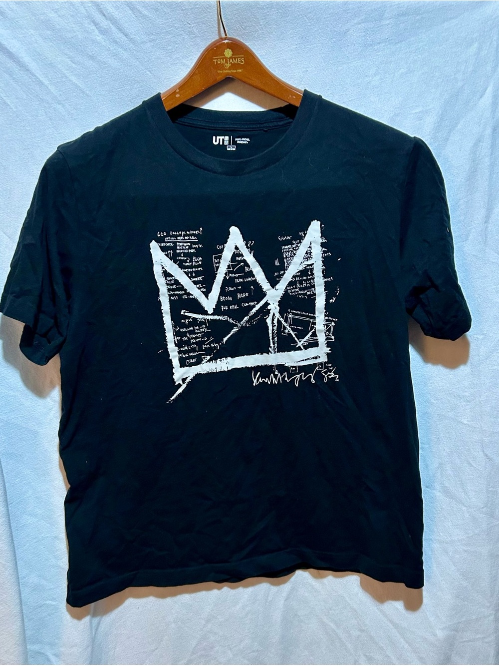 Uniqlo UT Jean-Michel Basquiat Crown Graphic T-Shirt Size L Unisex Black White
